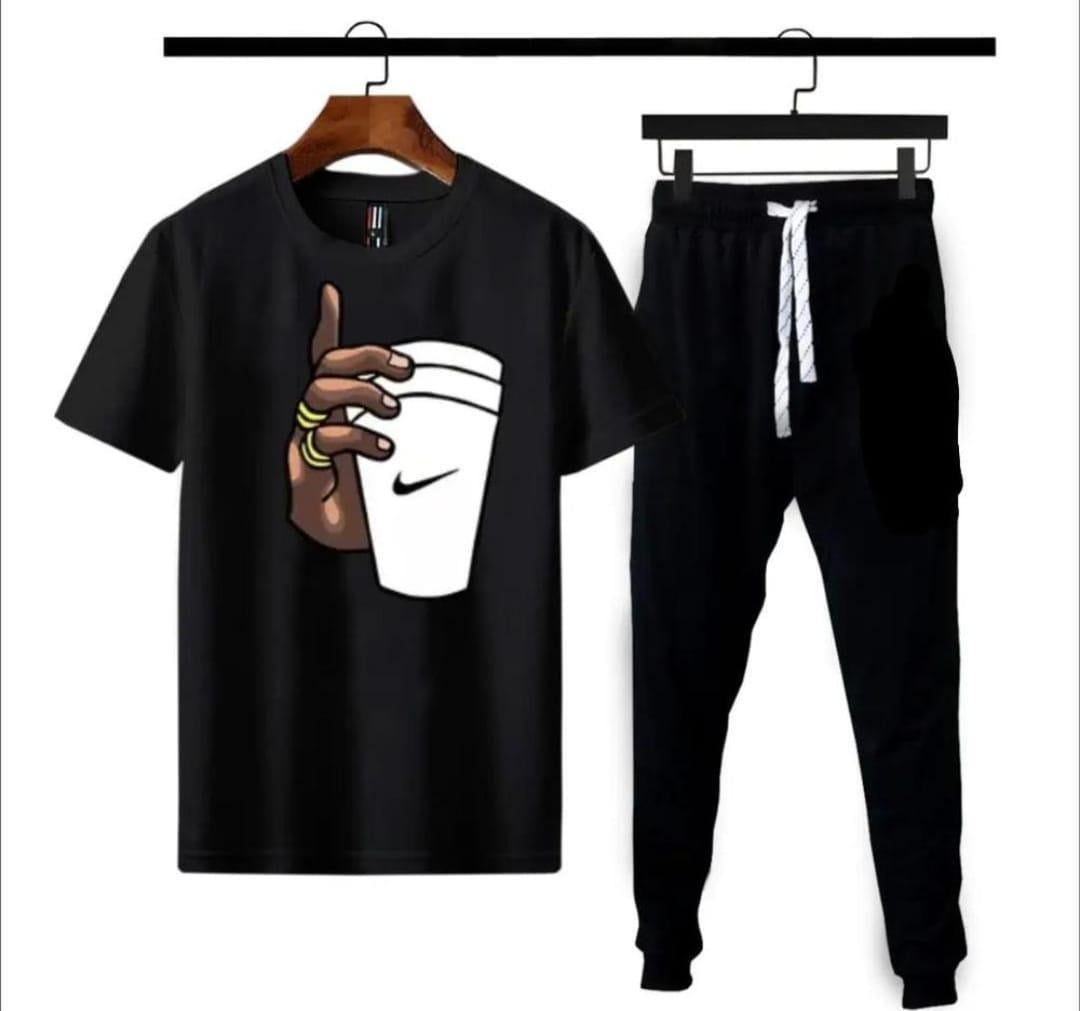 Urban Comfort Cotton 2-Piece Tracksuit – Men’s T-Shirt & Trouser Set