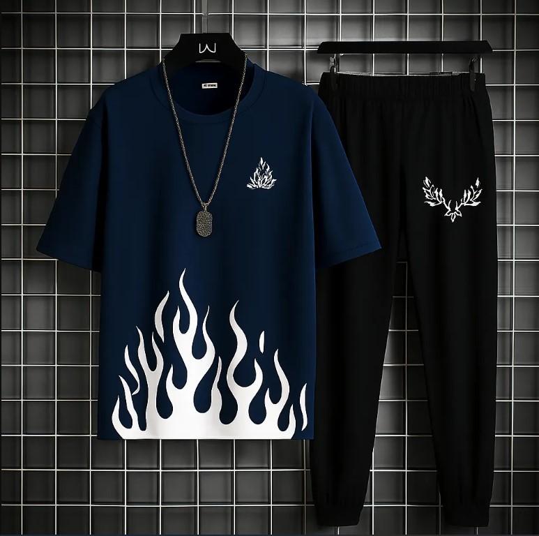 Men Flame Print Tracksuit