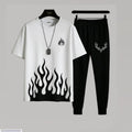 Men Flame Print Tracksuit